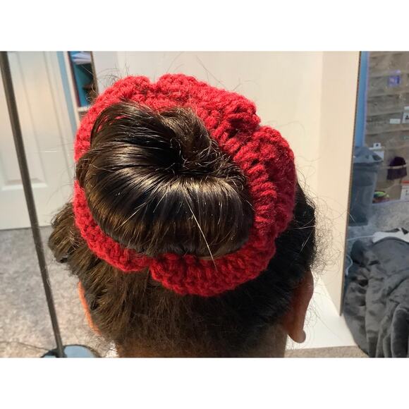 Handmade Crochet Flower Scrunchie - Picture 2 of 6